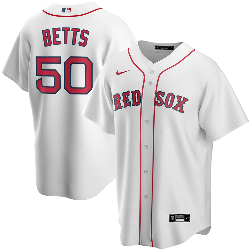 2020 MLB Men Boston Red Sox #50 Mookie Betts Nike White Home 2020 Replica Player Jersey 1->boston red sox->MLB Jersey